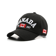 Canada Embroidered Maple Leaf Flag Black/Yellow Adjustable Baseball Cap - £15.17 GBP