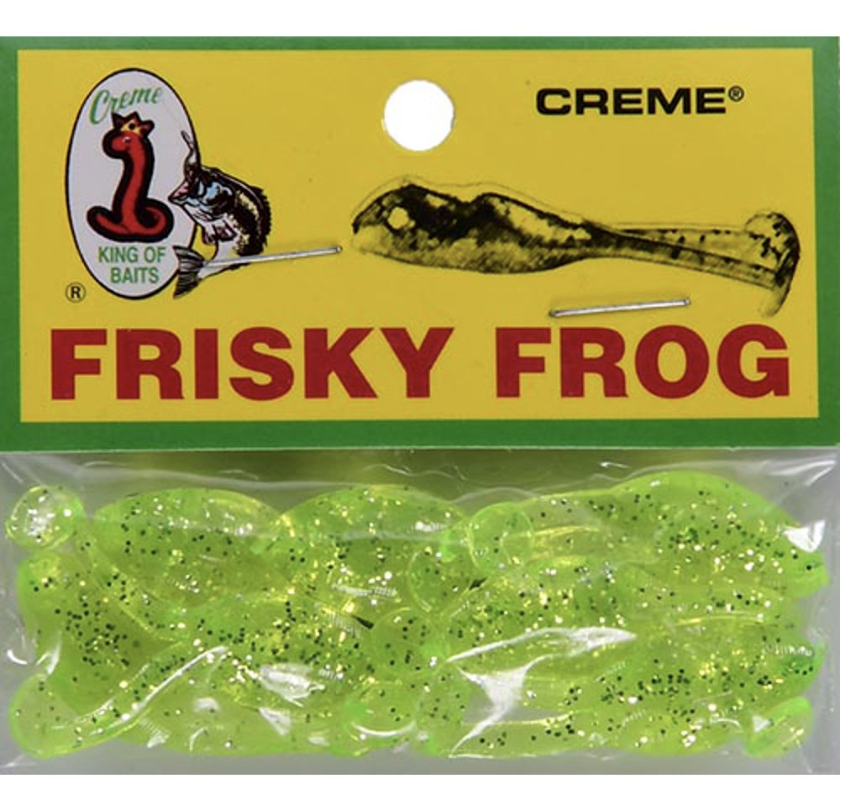 Creme Lure, Frisky Frog, Chartreuse Silver Glitter, Pack of 7 - $3.49