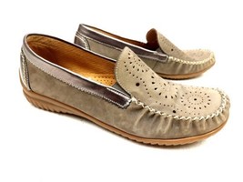 Gabor Shoes Womens UK 5.5 US 8 Comfort Soft Moccasin Loafer Taupe Perfor... - $39.95