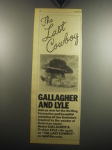 1975 Benny Gallagher &amp; Graham Lyle The Last Cowboy Album Advertisement - £14.48 GBP