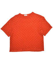 Vintage Hand Knit Short Sleeve Sweater Womens S Orange Acrylic Knit Crew... - $28.74