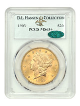 1903 $20 PCGS/CAC MS65+ ex: D.L. Hansen - $9,879.45