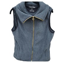 Calvin Klein Vest Large Womens Sleeveless Zip Up Grey Polyester Winter F... - $18.50