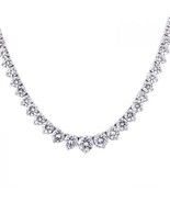 14.3ct Round Simulated Dimaond Tennis Necklace 6mm 2mm Graduated Sterlin... - £328.10 GBP
