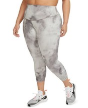 Nike Womens Plus Size One Icon Clash Crop Leggings 2X Smoke Grey/White - $64.35