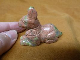 (Y-DOG-LD-712) UNAKITE gem Anubis Egyptian God gemstone STONE carving fi... - $19.74