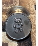 Vintage Teddy Bear Metal Figure Round Tin Can with Lid Keepsake Tin - $9.90