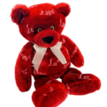 Burgundy LOVE Teddy Bear Plush Animal 20 in Stuffed Toy Soft Fur Bow Valentine - £7.97 GBP