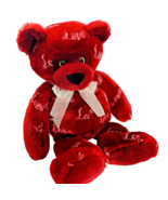 Burgundy LOVE Teddy Bear Plush Animal 20 in Stuffed Toy Soft Fur Bow Val... - £7.93 GBP