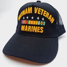 Marines Vietnam Veteran Embroidered Hat Cap Hat Black Mesh Snapback - £10.19 GBP
