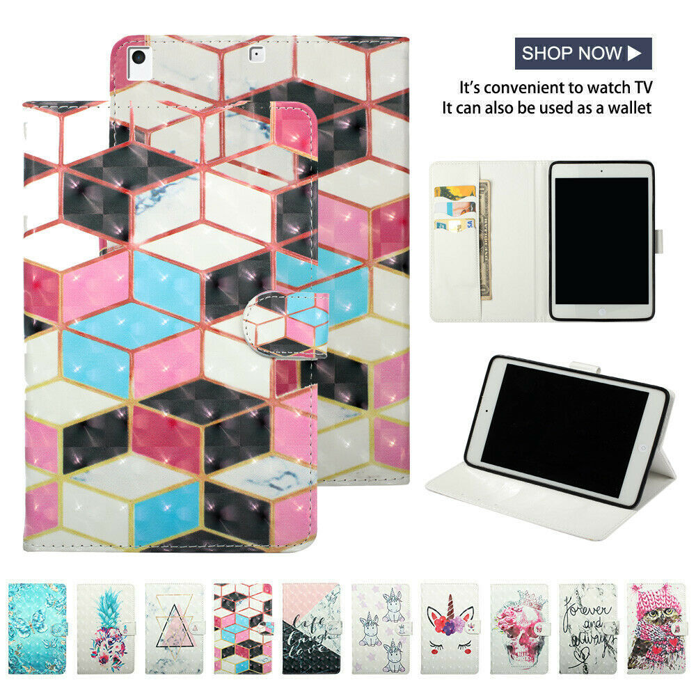 For iPad Mini 5/4/3 Air 3/2/1 5/6th Pattern Smart Leather Wallet Card Case Cover