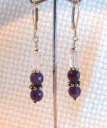 Amethyst and Aquamarine on Sterling Silver Leverback Earrings AquaAmeth - $30.00