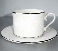 Lenox Linen Rose Cup and Saucer Ivory Bone China USA Floral New - $20.69