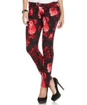 SEVEN 7 Jeans Floral SKINNY Slim RED FLORAL Pants FAUX Front POCKETS ( 2 ) - $118.77