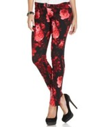 SEVEN 7 Jeans Floral SKINNY Slim RED FLORAL Pants FAUX Front POCKETS ( 2 ) - £93.39 GBP