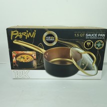 Parini 1.5 Sauce Pan w/Tempered Glass Lid Golden Chef Cookware 18K Gold NEW - $39.59