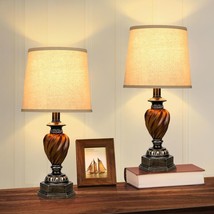 Unique Farmhouse Rustic Table Lamps - Set of 2 - Fabric Shades - 18&quot; Height - £48.10 GBP