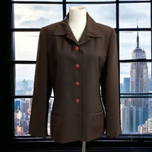 Liz Claiborne Womens Jacket 10 Blazer Brown Career Elegant Academia Mini... - $24.73