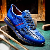 Brescia Genuine Snake and Calfskin Fashion Sneaker Electric Blue image 7