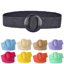 Cinturón Elástico Mujer Hebilla Plástico Juego Color Sólido Tejido Paja ... - $17.98+