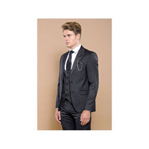 Men 3pc European Vested Suit WESSI by J.VALINTIN Extra Slim Fit JV28 black gray image 8