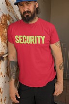 Red-neon Security T-Shirt Front Back Print Men&#39;s Tee Staff Event - £10.27 GBP+
