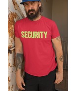 Red-neon Security T-Shirt Front Back Print Men&#39;s Tee Staff Event - £10.23 GBP+