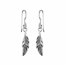 Feather Pendant 925 Silver Fish Hook Earrings - £12.45 GBP
