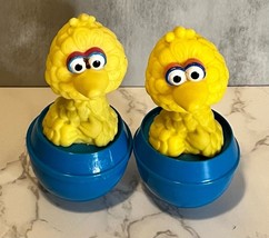 VTG Illco Big Bird (2) Sesame Street Weeble Wobbler Roly Poly Bath Toy - £7.41 GBP