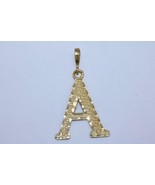 Solid 10K Yellow Gold Filigree Design Letter &quot;A&quot; Initial Pendant Charm M... - $140.18 CAD