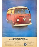 VOLKSWAGEN STATION WAGON CAMPMOBILE-Red--1971 Vintage Print Ad - $13.87 CAD