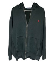 Polo Ralph Lauren Hoodie Full Zip Red Pony Thermal Lined Hood Black Size... - $31.79