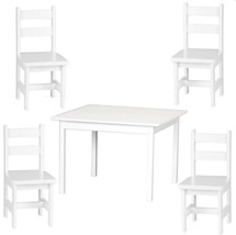 4 CHAIRS &amp; TABLE 5pc WHITE PLAY SET Amish Handmade Wood Toy Furniture USA - £565.62 GBP