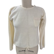 Vtg 70s 80s Whistle Stop 100% Ivory Acrylic Top Button Shoulder Drawstri... - $729.48 MXN