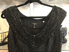 ESCADA Blk Beaded &amp; Sequin 100% Silk Top w/ Feather Bottom Sz40/US 10 - £133.33 GBP