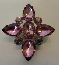 Beautiful Purple  &amp; Silvertone Brooch With Sparkles Apx 2&quot; X 2&quot; Unbranded - £9.46 GBP