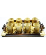 Stylish Handcraft Natural Bamboo 8 Tea Coffee Cup Set with 1 Bamboo Tray... - £33.39 GBP