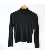 Eileen Fisher Black Long Sleeve 100% Silk Turtleneck Blouse Top Size XS ... - $54.70 CAD