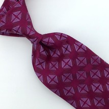Charvet Tie France Maroon Dark-Silver Squares Cross Luxury Necktie Silk ... - £132.22 GBP