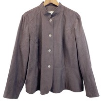 Coldwater Creek Plus Size 2X Jacket Blazer Crinkle Brown Peplum Minimalist  - £28.67 GBP