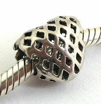 Authentic Chamilia Crosshatch Heart Charm, Sterling Silver, Ga-80, New - $21.84