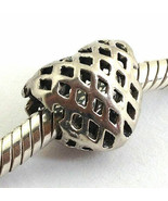 Authentic Chamilia Crosshatch Heart Charm, Sterling Silver, Ga-80, New - $21.84