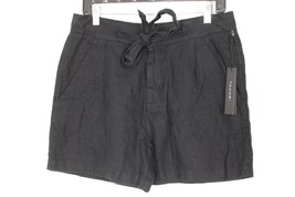NWT Tahari M Black High Rise Linen Drawstring Bow Shorts - £20.16 GBP
