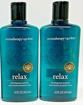 2 x Aromatherapy RELAX Mint Eucalyptus Body &amp; Foaming Wash Bath &amp; Shower 14 ozEa - £14.20 GBP