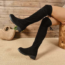 Round Toe Suede Low Heel Boots - $47.99