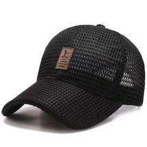 Summer Mesh Breathable Sports Tennis Hat Men&#39;s Fishing Sunshade Cap Leather Labe - £6.69 GBP