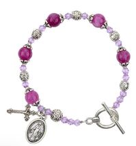 MIraculous Medal Amethyst Madonna del Parto  Bracelet, New #AB-70-2 - $20.94 CAD