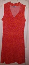 LEOTA XL Faux Wrap Dress Sleeveless Jersey Knit V-neck Orange/pink - $27.76