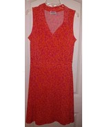 LEOTA XL Faux Wrap Dress Sleeveless Jersey Knit V-neck Orange/pink - £21.82 GBP