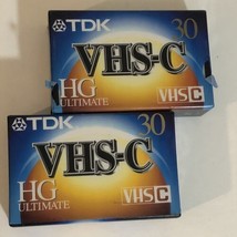 TDK VHS-C 30 Min Lot Of 2 Blank Tapes HG Ultimate - $9.89